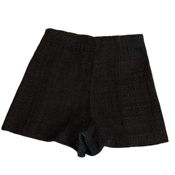 ZARA Black Tweed High Waist Sailor Shorts Gold Military Buttons Size S - Picture 5 of 7